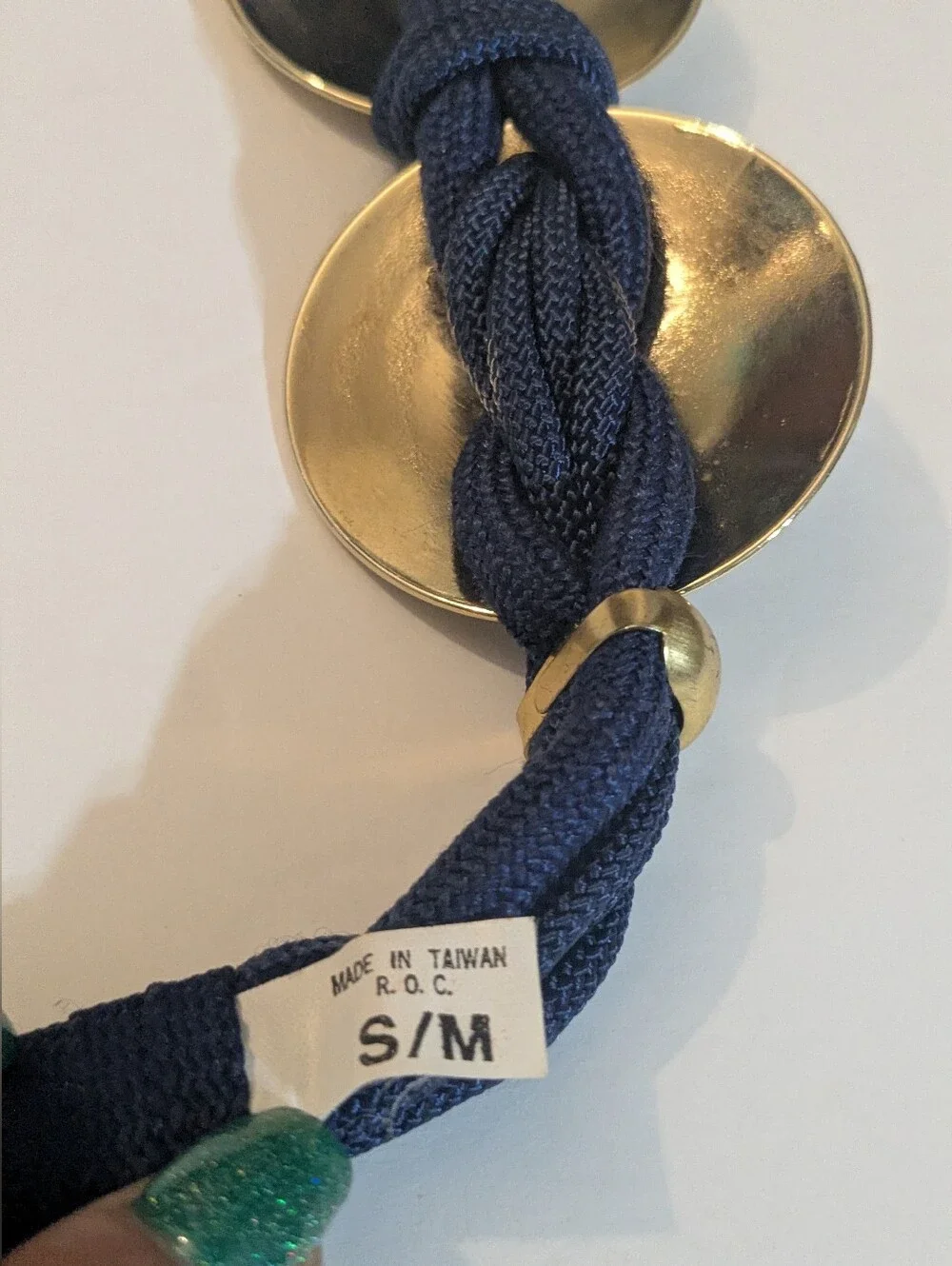 Gladiator Style Medallion Vintage Stretch Rope Cord Navy Belt